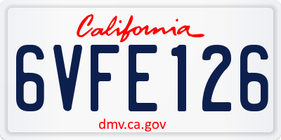 CA license plate 6VFE126