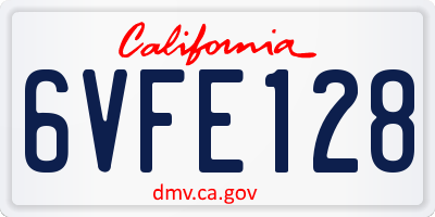 CA license plate 6VFE128