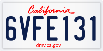 CA license plate 6VFE131