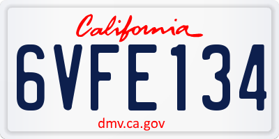 CA license plate 6VFE134