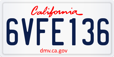 CA license plate 6VFE136