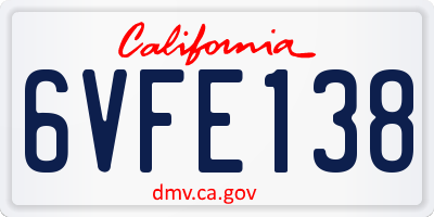 CA license plate 6VFE138
