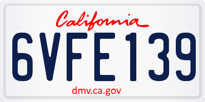 CA license plate 6VFE139