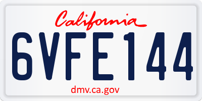 CA license plate 6VFE144