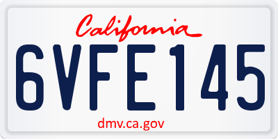 CA license plate 6VFE145