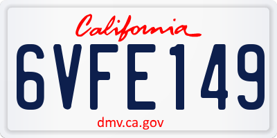 CA license plate 6VFE149