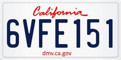 CA license plate 6VFE151