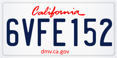 CA license plate 6VFE152