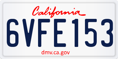 CA license plate 6VFE153