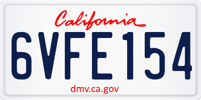 CA license plate 6VFE154
