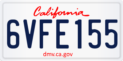 CA license plate 6VFE155