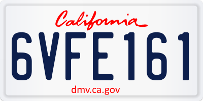 CA license plate 6VFE161