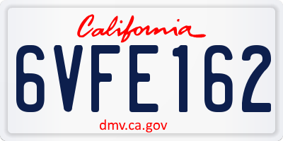 CA license plate 6VFE162