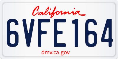 CA license plate 6VFE164