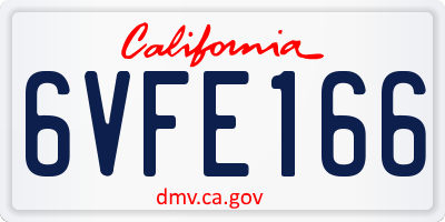 CA license plate 6VFE166