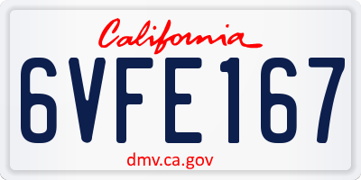 CA license plate 6VFE167