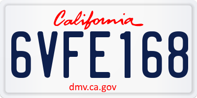 CA license plate 6VFE168