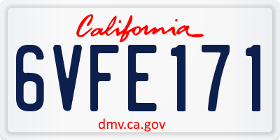 CA license plate 6VFE171