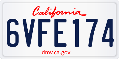 CA license plate 6VFE174