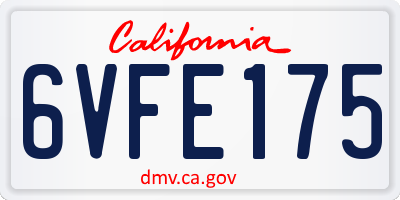 CA license plate 6VFE175