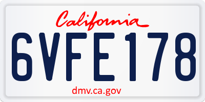 CA license plate 6VFE178