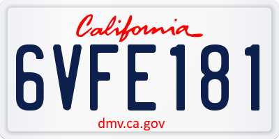 CA license plate 6VFE181