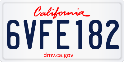 CA license plate 6VFE182