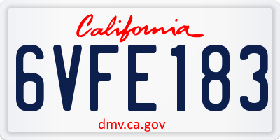 CA license plate 6VFE183