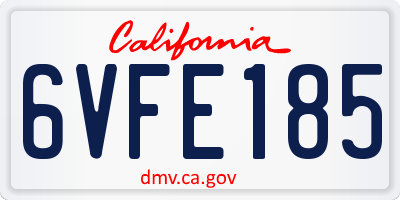 CA license plate 6VFE185