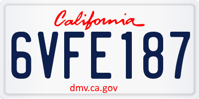 CA license plate 6VFE187