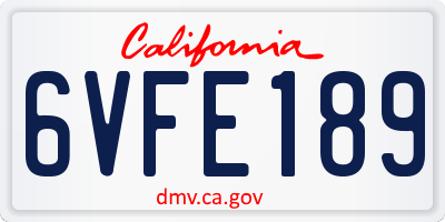 CA license plate 6VFE189