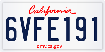 CA license plate 6VFE191
