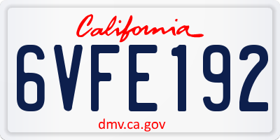 CA license plate 6VFE192