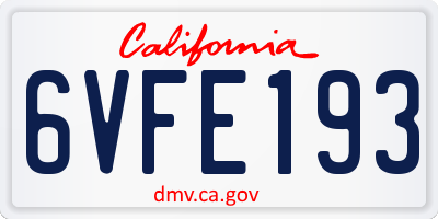 CA license plate 6VFE193