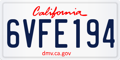 CA license plate 6VFE194