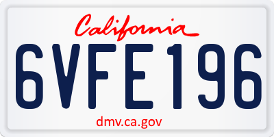 CA license plate 6VFE196