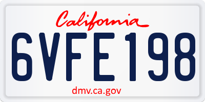 CA license plate 6VFE198