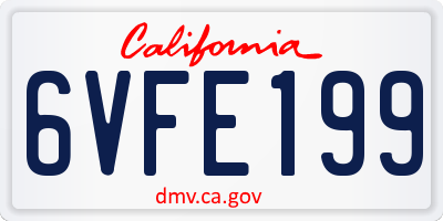 CA license plate 6VFE199