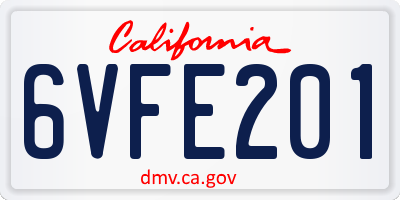 CA license plate 6VFE201