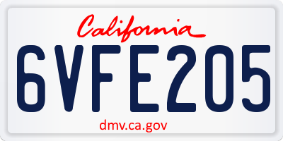 CA license plate 6VFE205