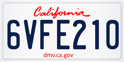 CA license plate 6VFE210