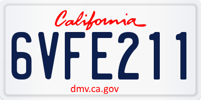 CA license plate 6VFE211