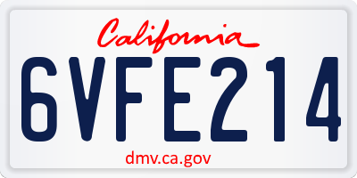 CA license plate 6VFE214