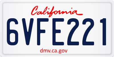 CA license plate 6VFE221