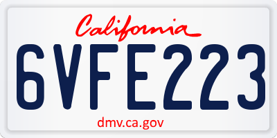 CA license plate 6VFE223