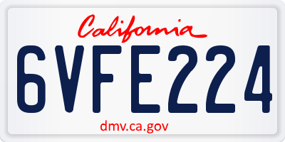 CA license plate 6VFE224