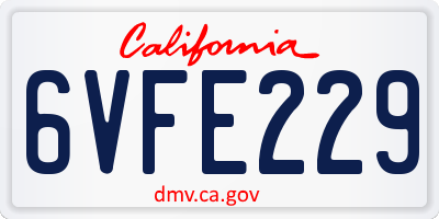CA license plate 6VFE229