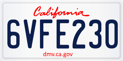 CA license plate 6VFE230