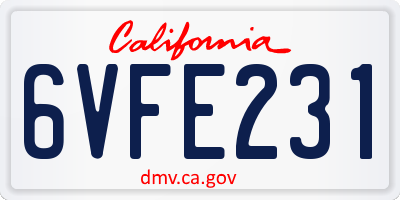 CA license plate 6VFE231