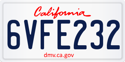 CA license plate 6VFE232